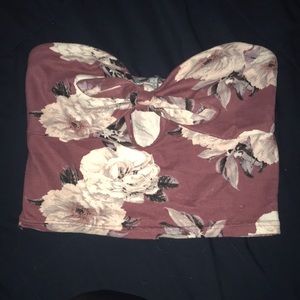 Charlotte Russe suede floral tube top womens small